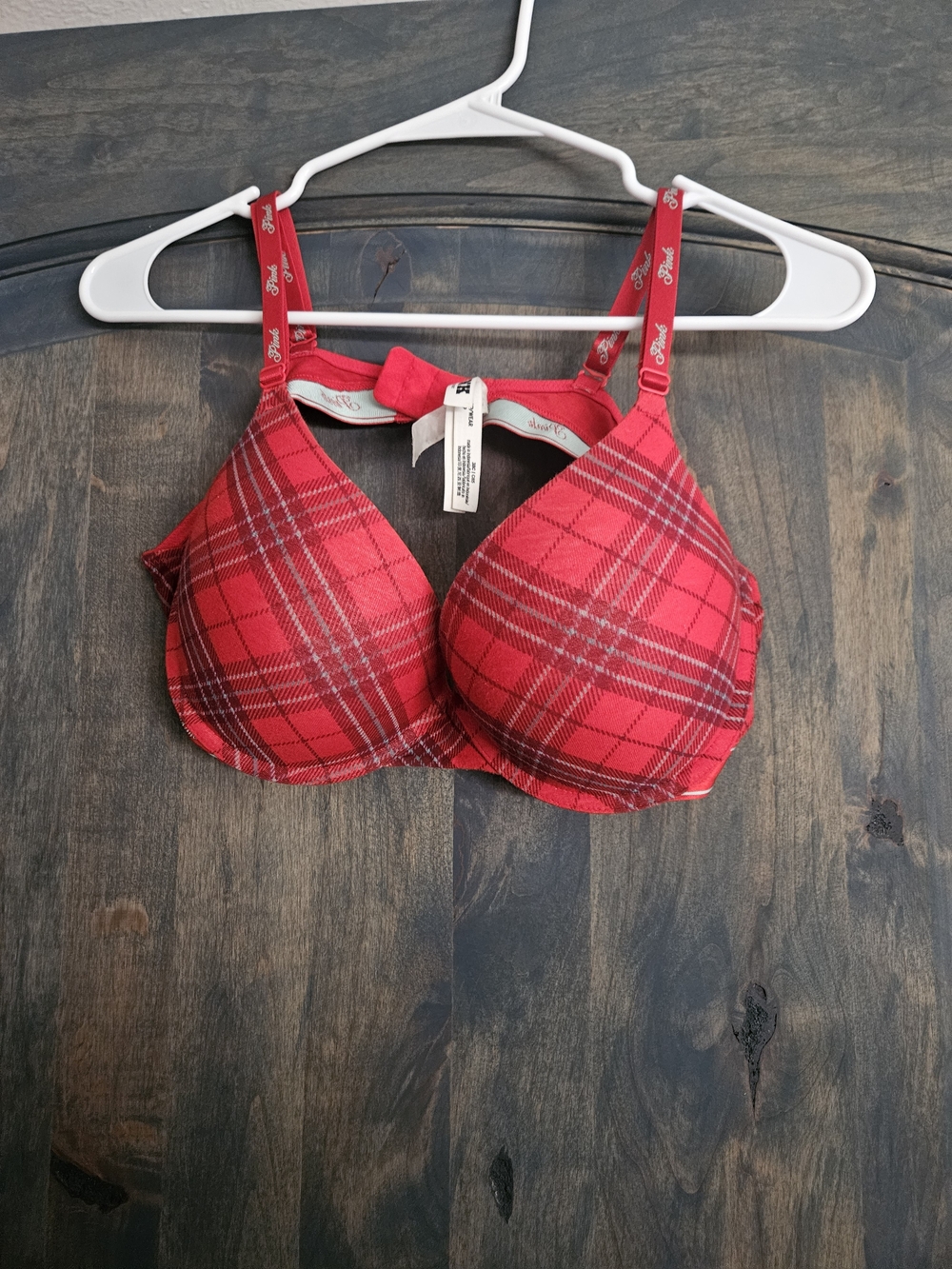 PINK Victoria's Secret Red Plaid T-Shirt Bra